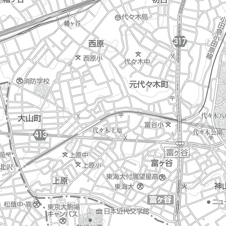 C東京都渋谷区1/25000白地図ダウンロード販売