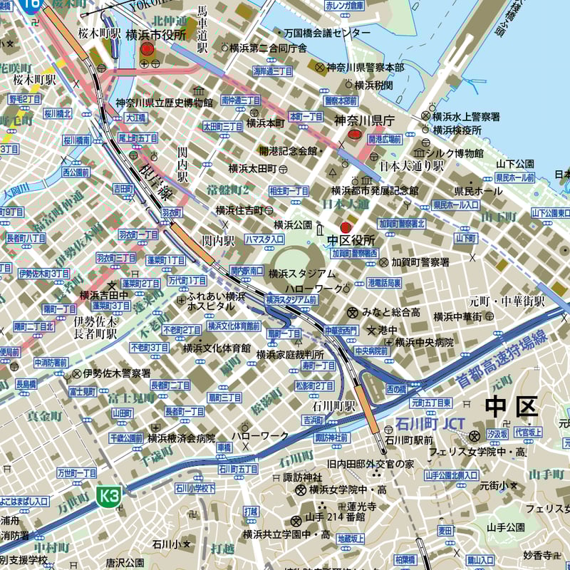B横浜市中区1/25000地図タウンロード販売 | 地図素材