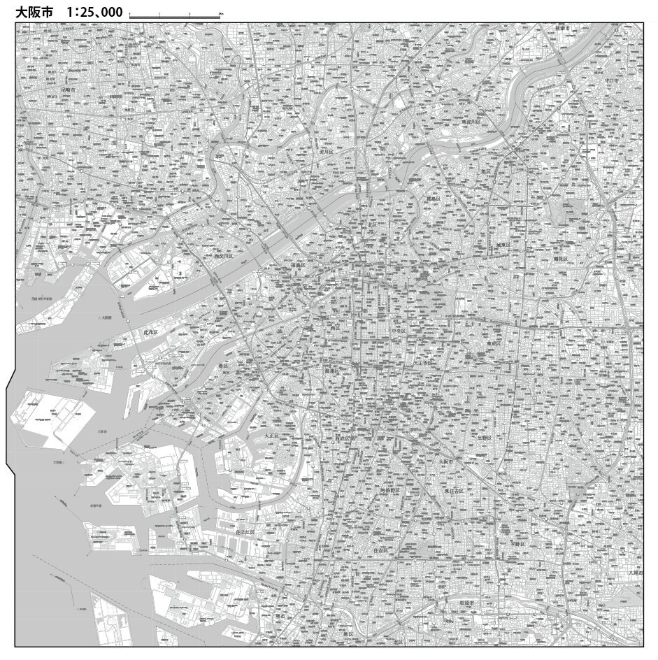 C大阪市24区全図 1／25,000白地図タウンロード販売 | 地図素材