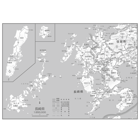 県別マップ　C長崎県白地図ダウンロード販売