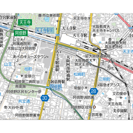 A大阪市阿倍野区1／25,000地図タウンロード販売