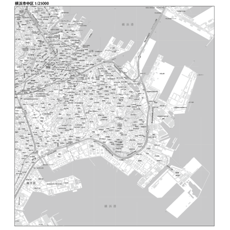 C横浜市中区白地図1/25000タウンロード販売