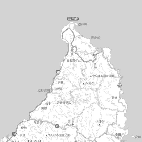 Cタイプ沖縄県本島詳細白地図1/200000タウンロード販