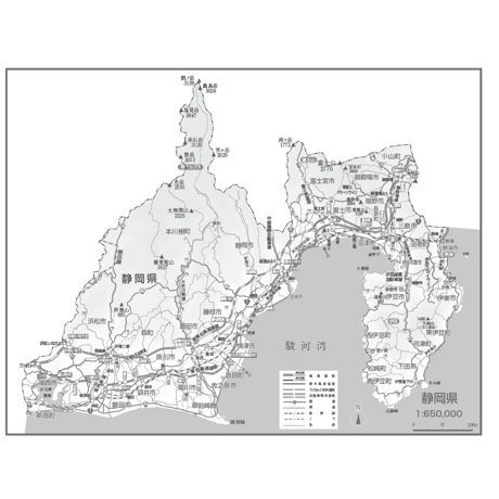 県別マップ　C県境カット静岡県白地図ダウンロード販売