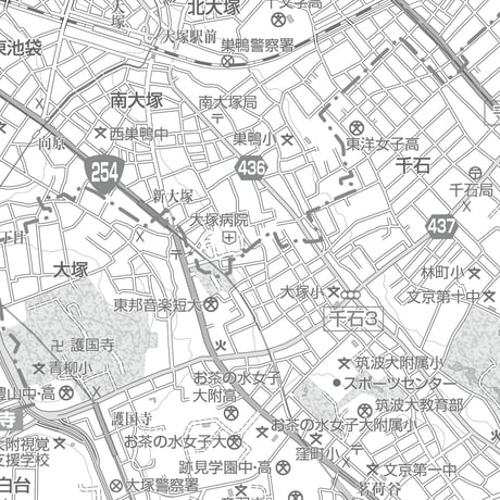 C東京文京区1/25000白地図ダウンロード販売