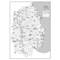 県別マップ　C県境カット岩手県白地図ダウンロード販売