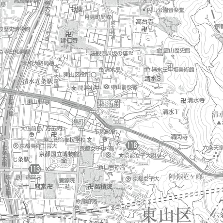 C京都区別東山区白地図1／25,000PDFタウンロード販売