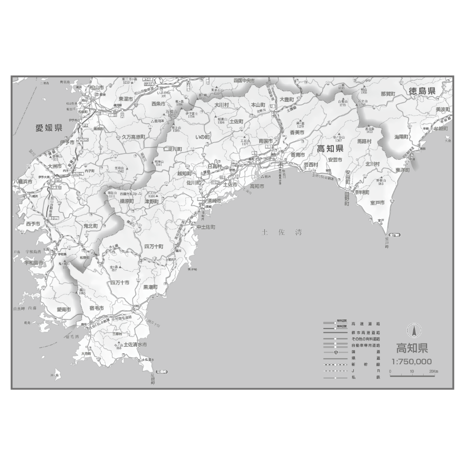 県別マップ　C高知県白地図ダウンロード販売