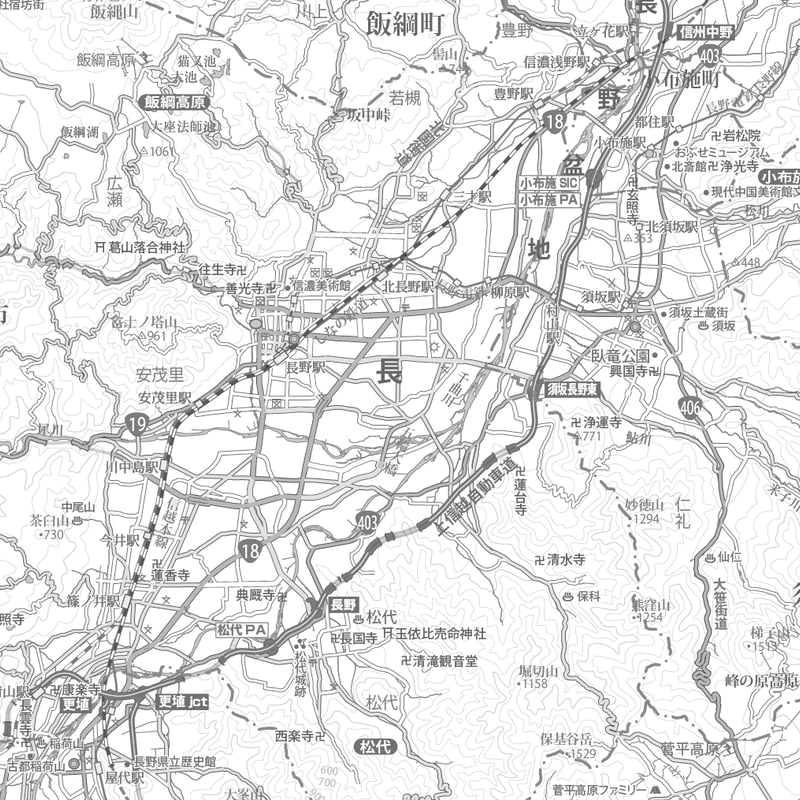 Cタイプ長野県詳細1/200000白地図タウンロード販売 | 地図素材