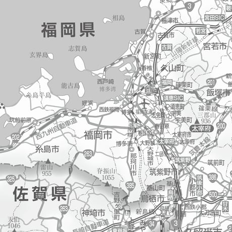 県別マップ　C福岡県白地図ダウンロード販売