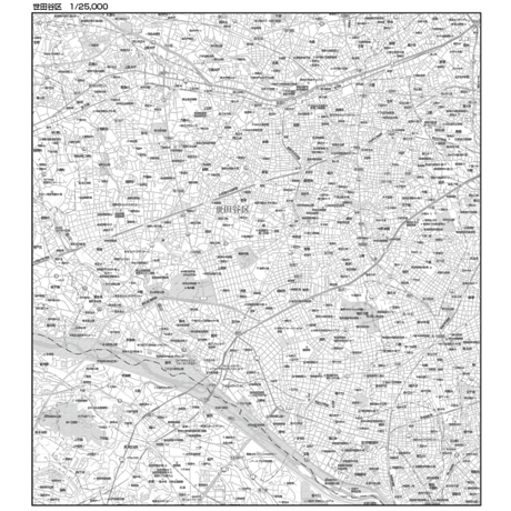 C東京都世田谷区1/25000白地図ダウンロード販売