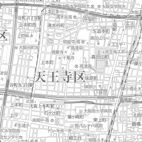 C大阪市天王寺区1／25,000白地図タウンロード販売