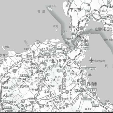 県別マップ　C福岡県白地図ダウンロード販売