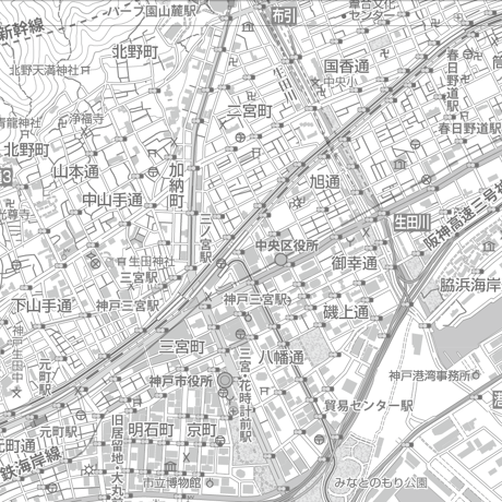 C神戸市中央区1/25000白地図タウンロード販売