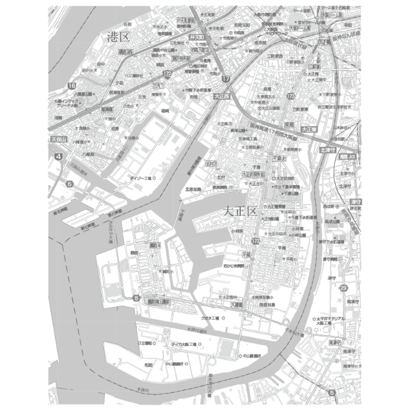 C大阪市大正区1/25,000白地図タウンロード販売 | 地図素材 C大阪市大正区1/25,000白地図タウンロード販売 | 地図素材