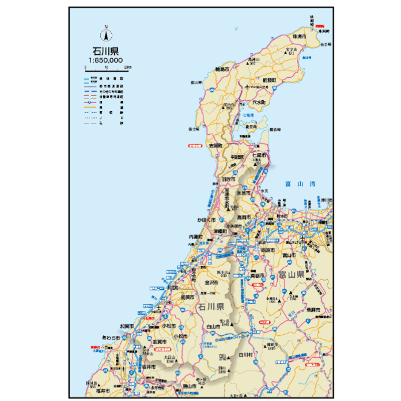 県別マップ B石川県地図ダウンロード販売 | 地図素材