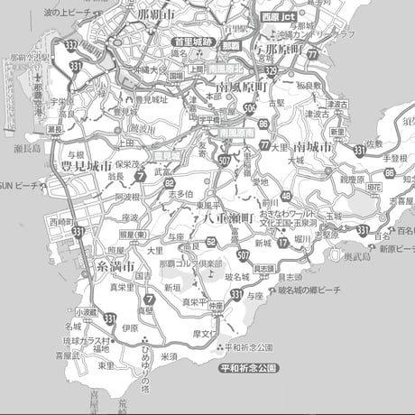 Cタイプ沖縄県本島詳細白地図1/200000タウンロード販