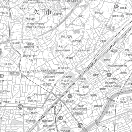 C吹田市白地図1／25,000PDFタウンロード販売