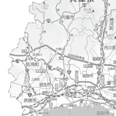 県別マップ　C県境カット兵庫県白地図ダウンロード販売