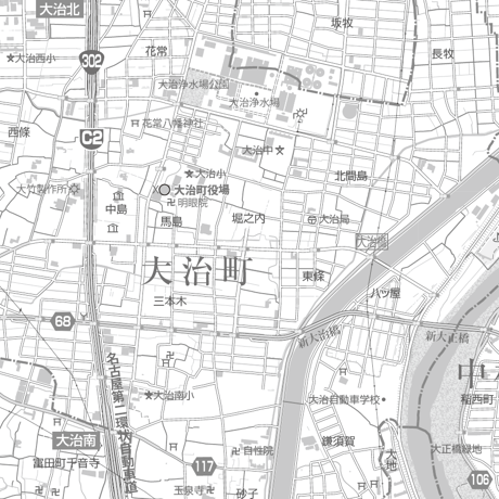 C大治町 白図1／25,000PDF地図タウンロード販売
