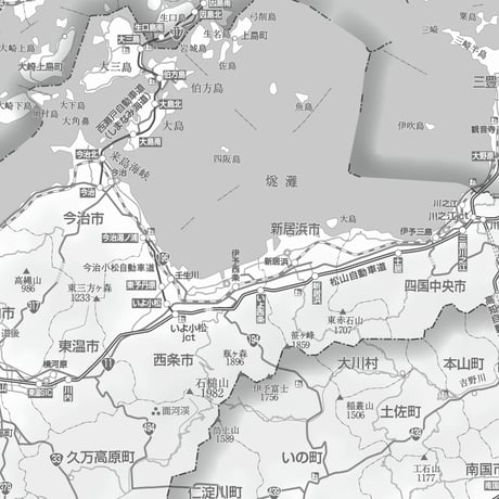 県別マップ　C愛媛県白地図ダウンロード販売