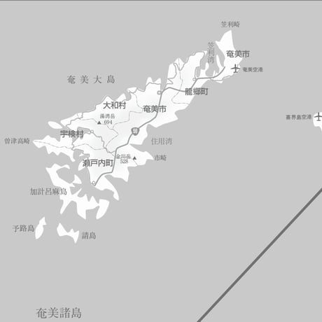 県別マップ　C鹿児島県離島白地図ダウンロード販売
