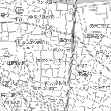 C東京都荒川区1/25000白地図ダウンロード販売