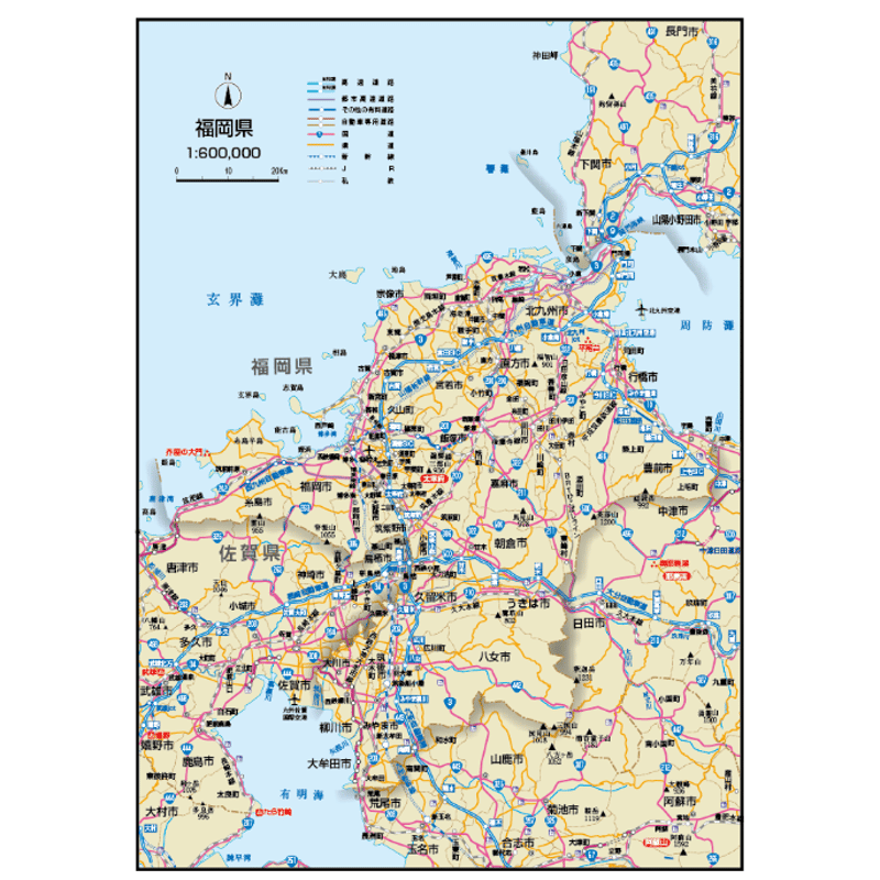 県別マップ B福岡県地図ダウンロード販売 | 地図素材