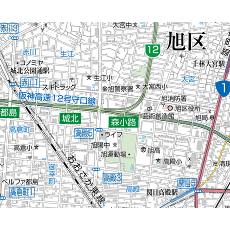 A大阪市旭区1／25,000地図タウンロード販売