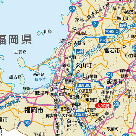 県別マップ　B県境カット福岡県地図ダウンロード販売