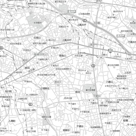 C東京都世田谷区1/25000白地図ダウンロード販売
