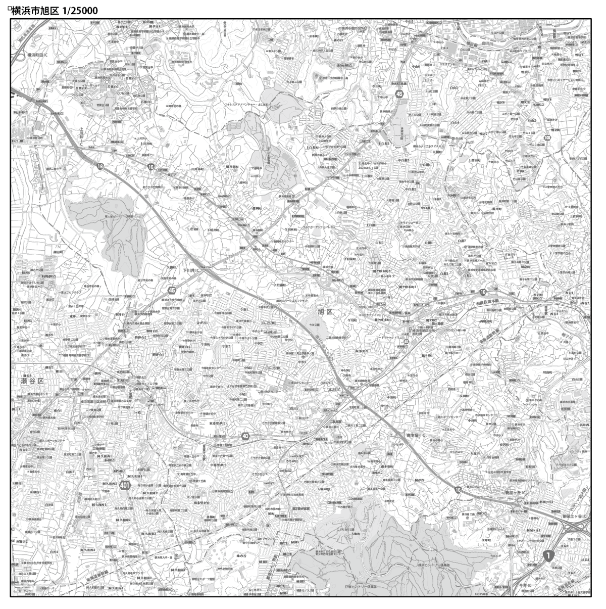 C横浜市旭区白地図1/25000タウンロード販売 | 地図素材 C横浜市旭区白地図1/25000タウンロード販売 | 地図素材