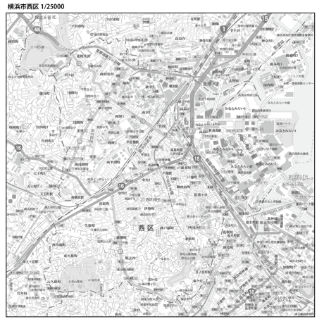 C横浜市西区白地図1/25000タウンロード販売