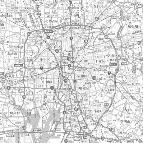 Cタイプ愛知県詳細白地図1/200000タウンロード販売