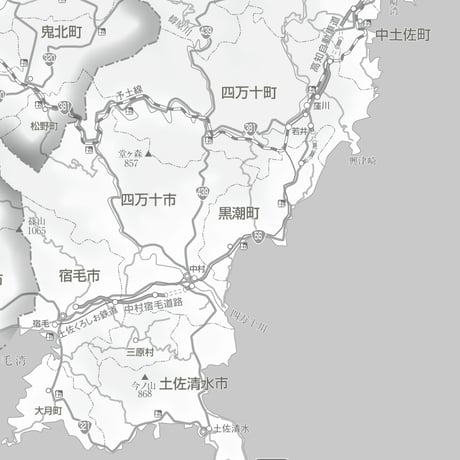 県別マップ　C高知県白地図ダウンロード販売