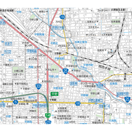 A大阪市平野区1／25,000地図タウンロード販売