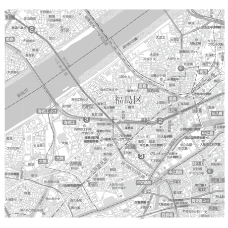C大阪市福島区1／25,000白地図タウンロード販売