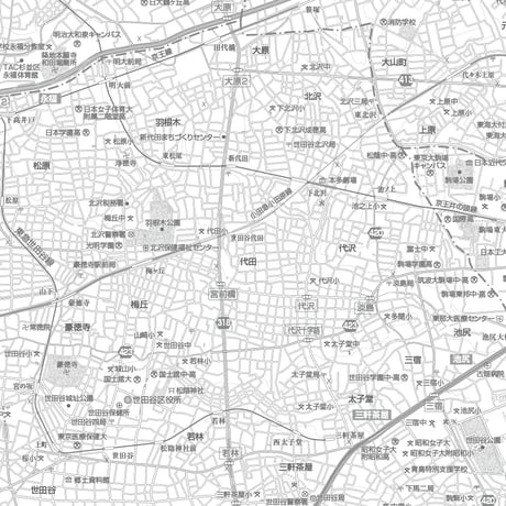 C東京都世田谷区1/25000白地図ダウンロード販売