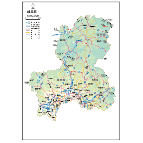 県別マップ　A県境カット岐阜県地図ダウンロード販売