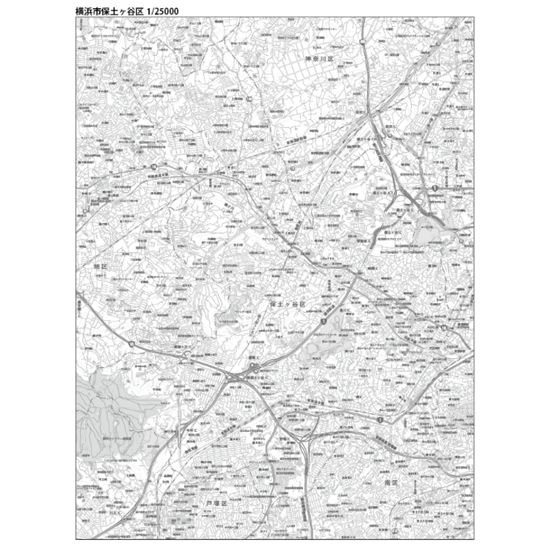 神奈川県 横浜市 保土ケ谷区 地図 DVD-ROM C横浜市保土ヶ谷区白地図1/25000タウンロード販売 | 地図素材