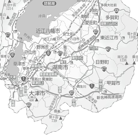 県別マップ　C県境カット滋賀県白地図ダウンロード販売