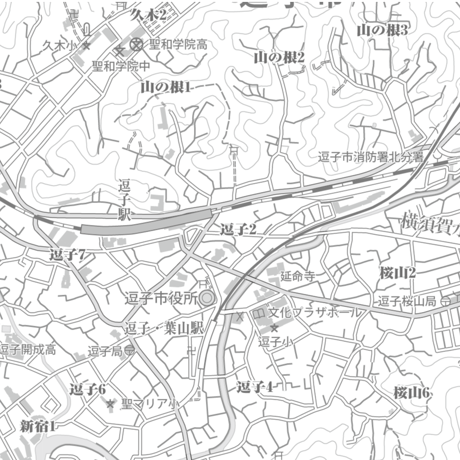 C逗子市1/25000白地図ダウンロード販売