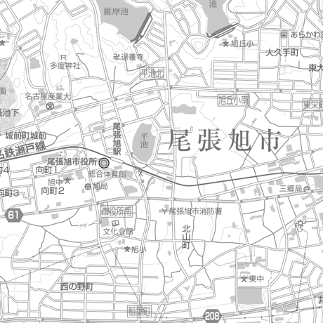 C尾張旭市1/25000白地図タウンロード販売
