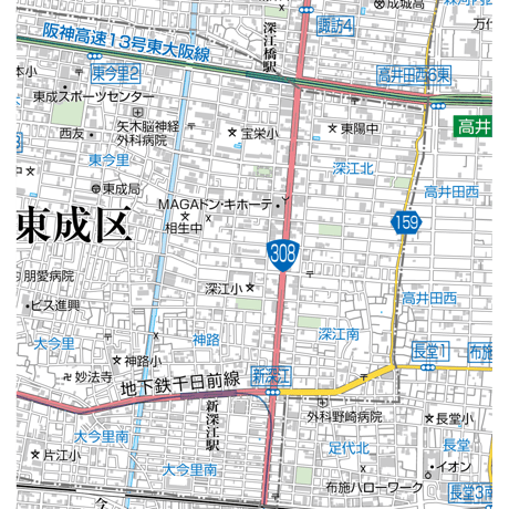 A大阪市東成区1／25,000地図タウンロード販売