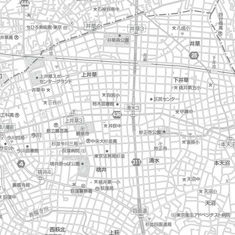 C東京杉並区1/25000白地図タウンロード販売