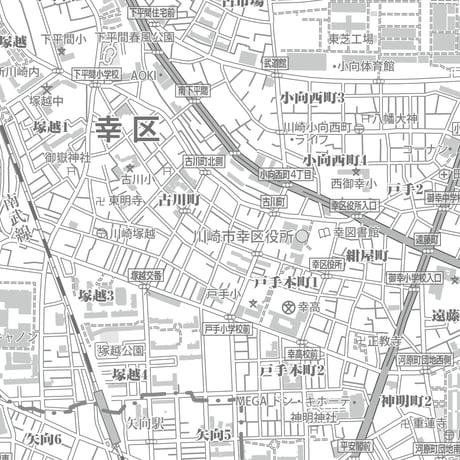 C川崎市幸区1/25000白地図ダウンロード販売