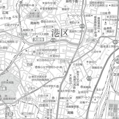 C東京都港区1/25000白地図ダウンロード販売