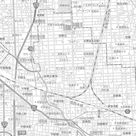 C大阪市平野区1／25,000白地図タウンロード販売