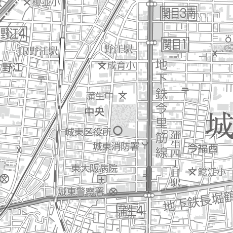 C大阪市城東区1／25,000白地図タウンロード販売