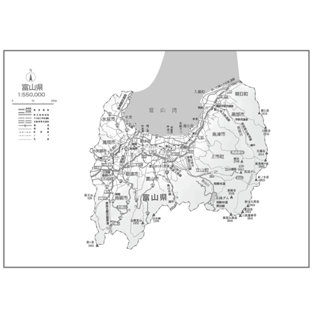 県別マップ　C県境カット富山県白地図ダウンロード販売